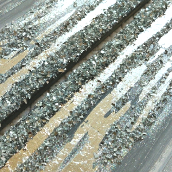 One Original Glitter & Silver Leaf Abstract Painting - Picture 3 of 3